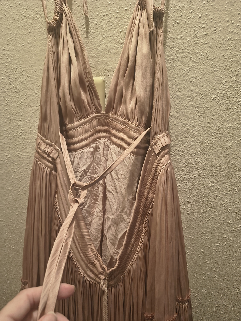 Women's Blush Pink Midi Dress - Halter Tie Neck - Picture 6 of 9